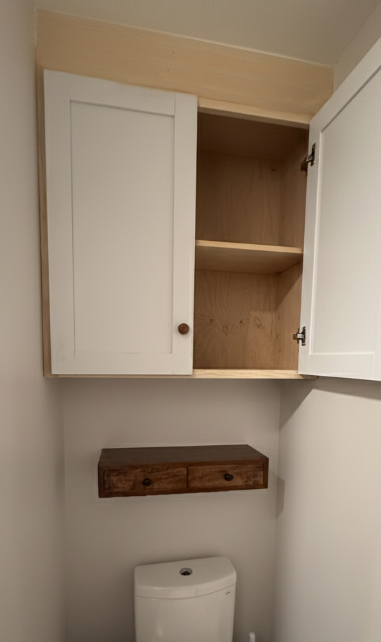 Custom bathroom vanity cabinet with storage in South Kingstown, RI