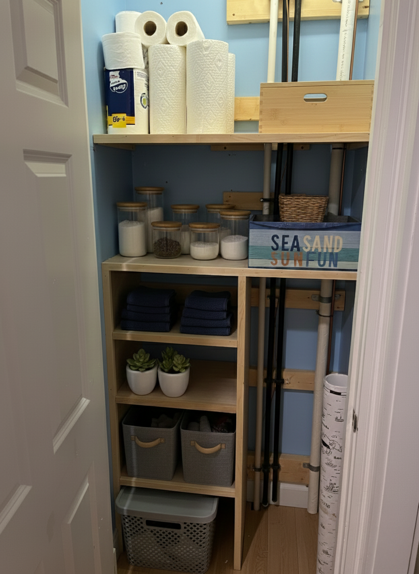 Custom closet organization system with shelving and hanging space in Wakefield, RI